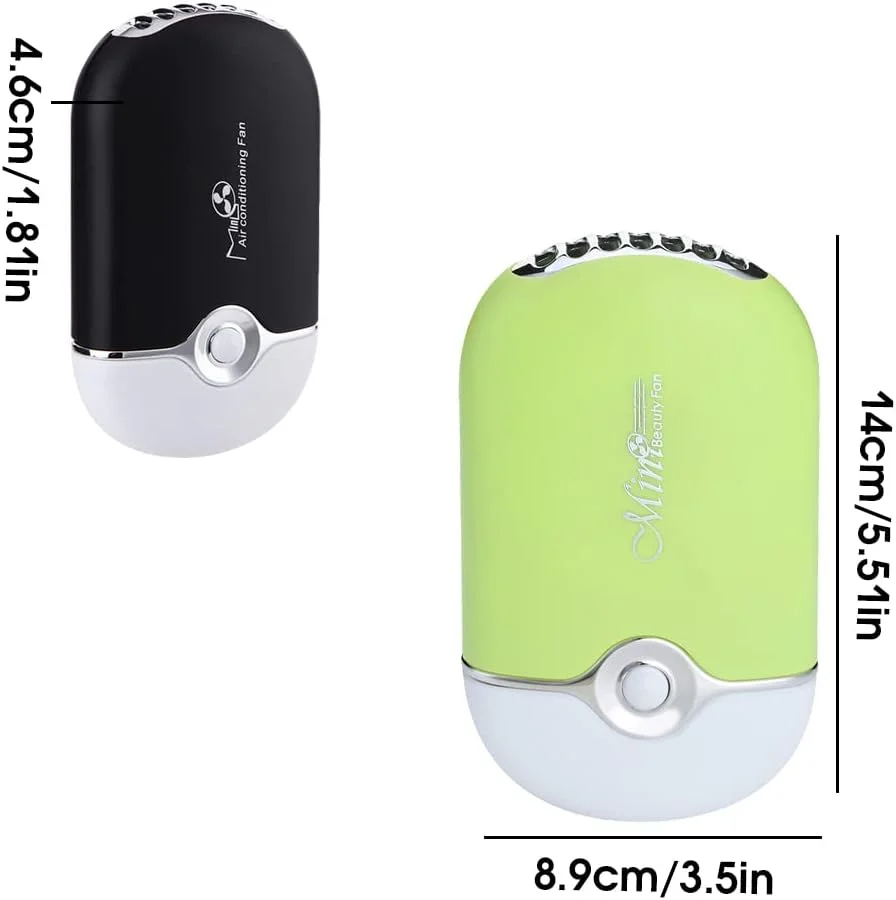 پنکه دستی زنانه با دکمه برای خنک کردن کاشت مژه به همراه طناب آویز، خشک کن، مناسب سالن، اسپا، پنکه USB، لوازم آرایشی، سبز