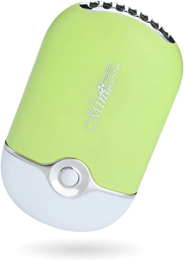 پنکه دستی زنانه با دکمه برای خنک کردن کاشت مژه به همراه طناب آویز، خشک کن، مناسب سالن، اسپا، پنکه USB، لوازم آرایشی، سبز