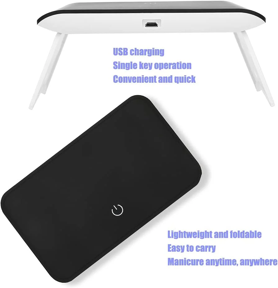 چراغ ناخن، چراغ هنری ناخن ایمن تاشو USB قابل شارژ صرفه جویی در انرژی برای سالن و خانه (مشکی)