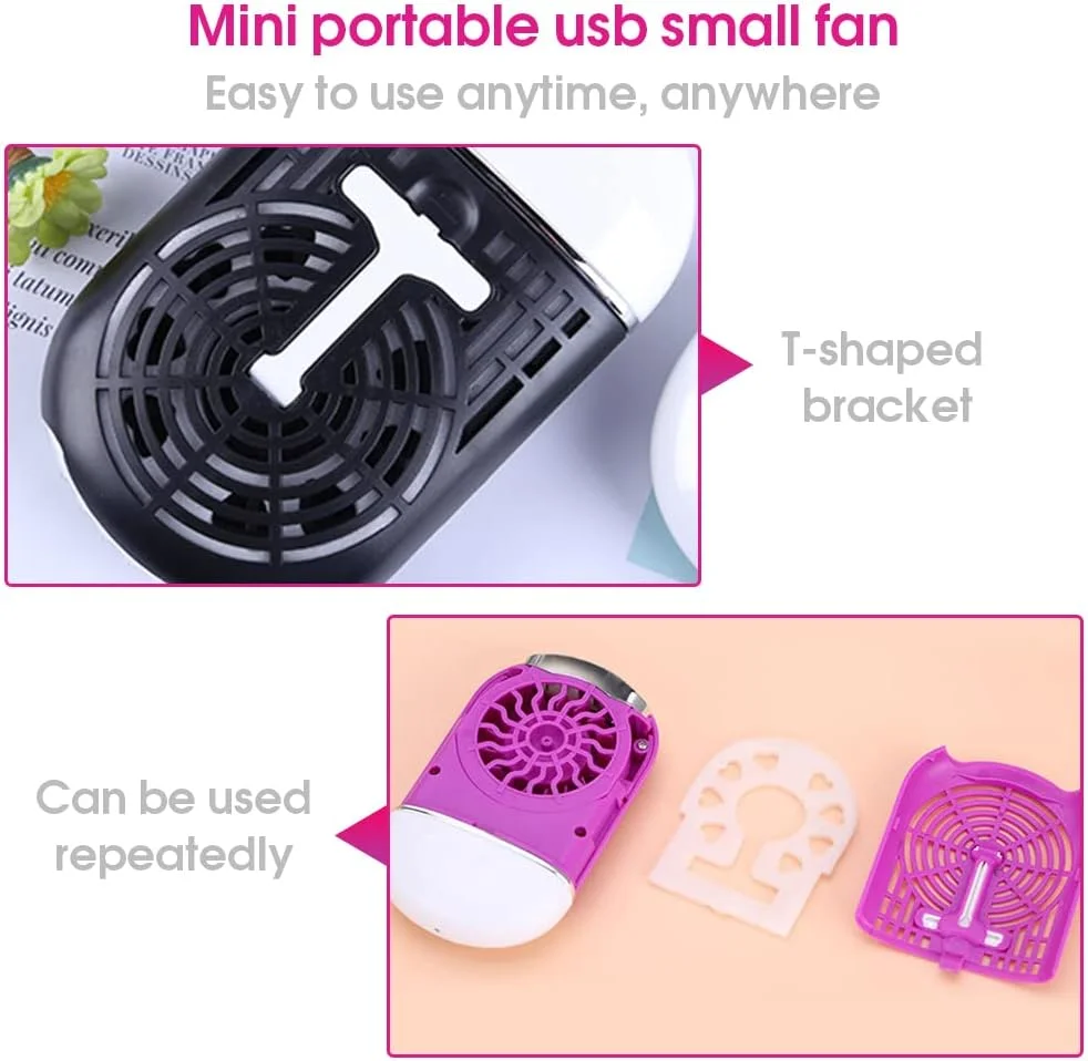 پنکه دستی زنانه با دکمه برای خنک کردن کاشت مژه به همراه طناب آویز، خشک کن، مناسب سالن، اسپا، پنکه USB، لوازم آرایشی