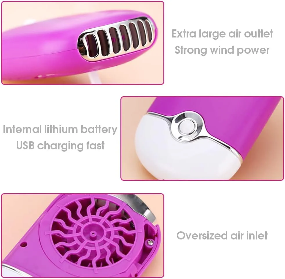 پنکه دستی زنانه با دکمه برای خنک کردن کاشت مژه به همراه طناب آویز، خشک کن، مناسب سالن، اسپا، پنکه USB، لوازم آرایشی