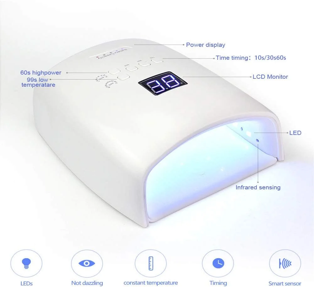 دستگاه لاک خشک کن LED TISTIK، دستگاه فوتوتراپی هوشمند سفید کننده با حالت دمای بالا و پایین بدون درد، باتری لیتیومی داخلی