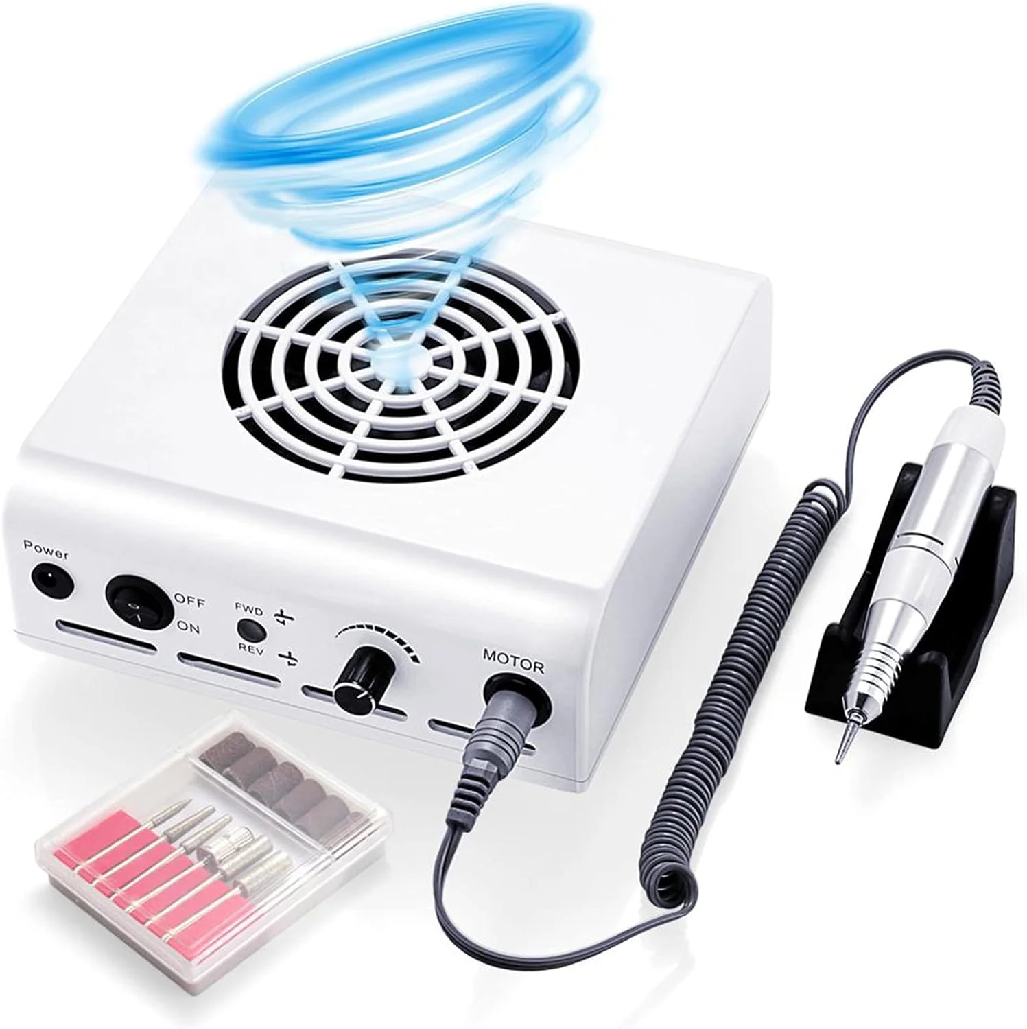 دستگاه سوهان ناخن 80 وات 2 در 1 با سرعت 35000 دور در دقیقه و جاروبرقی جمع کننده گرد و غبار ناخن، تجهیزات طراحی ناخن، ابزار مانیکور و پدیکور ناخن