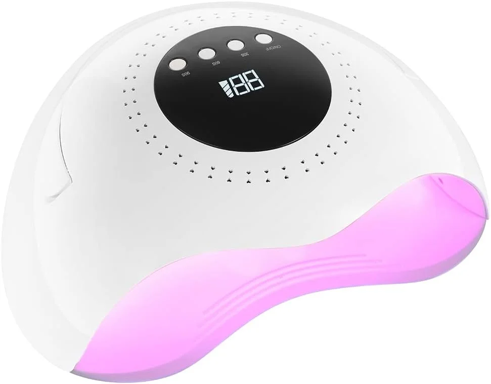 دستگاه خشک کن لاک ناخن ال ای دی UV بی سیم 120 وات TISTIK با دسته بلند کننده، سنسور خودکار، 3 تنظیمات تایمر، پایه جداشدنی، قابل شارژ، ابزار طراحی ناخن (رنگ: سفید)