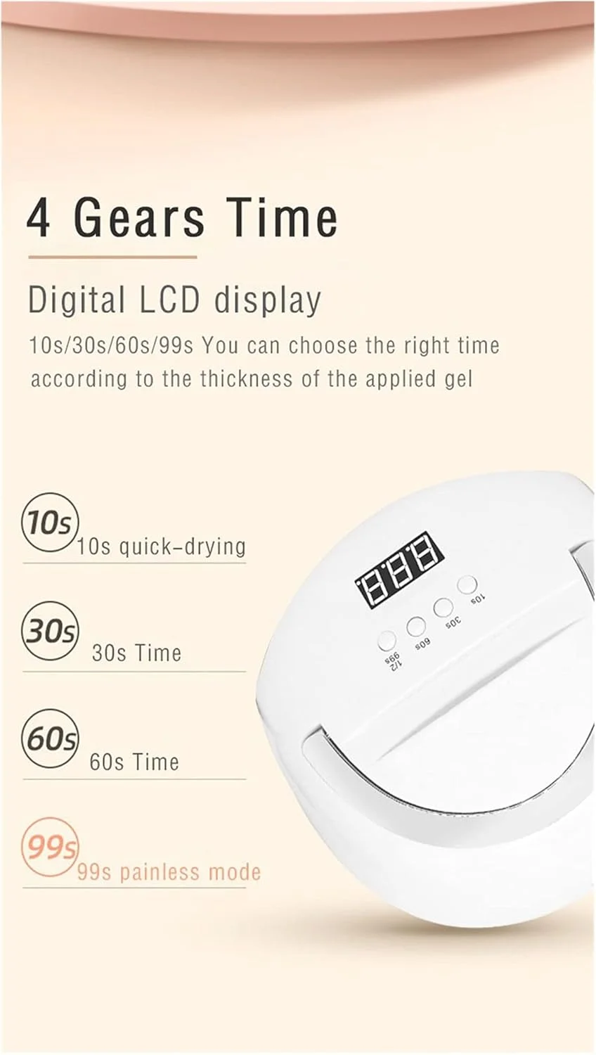 TISTIK Nail Lamp 80W LED Manicure Lamp Dryer, Used For Curing UV Gel Varnish Tool, With Sensor LCD Display Screen for Nail Polish (Color : White)