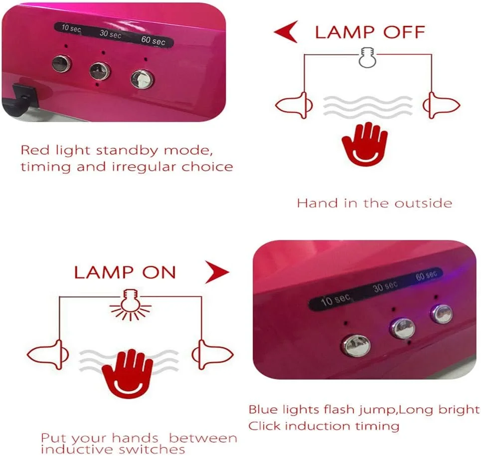 دستگاه فتوتراپی LED ناخن TISTIK، خشک کن لاک ناخن برای لاک معمولی و ژل، لامپ های خشک کننده ناخن حرفه ای 36 وات، لامپ الماس UV