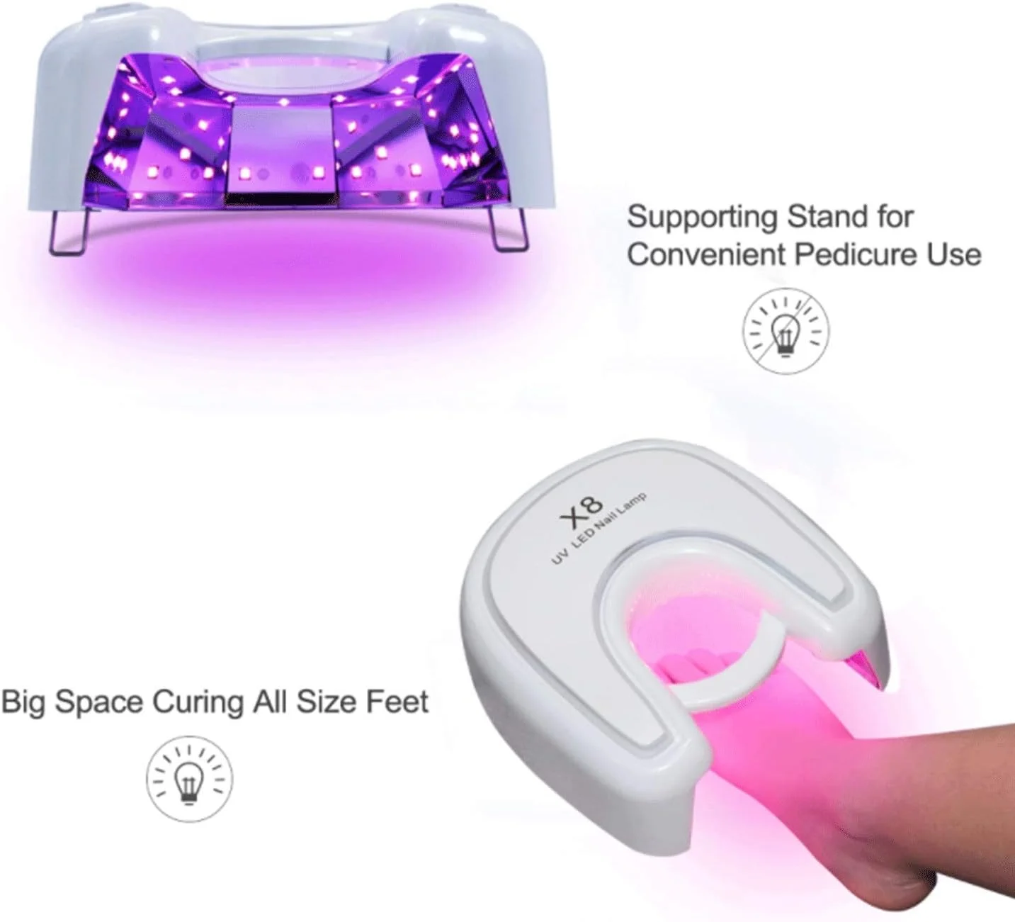 دستگاه خشک کن ناخن یو وی TISTIK، دستگاه نور درمانی بی سیم قابل شارژ، لامپ خشک کن حرفه ای 48 وات با سنسور اتوماتیک و صفحه نمایش ال سی دی برای منزل و سالن ناخن (رنگ: سفید)