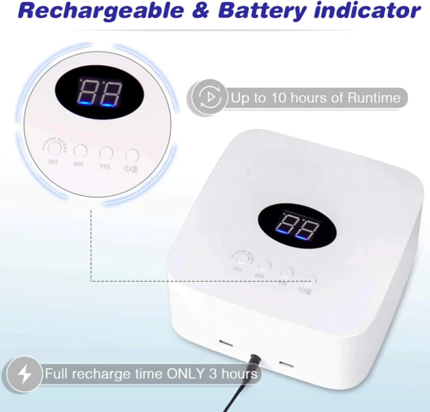 دستگاه خشک کن ناخن TISTIK، لامپ LED UV بی سیم 54 وات، دستگاه خشک کننده ناخن قابل حمل حرفه ای با 30 لامپ و باتری قابل شارژ 9600 میلی آمپر ساعتی برای سالن یا خانه
