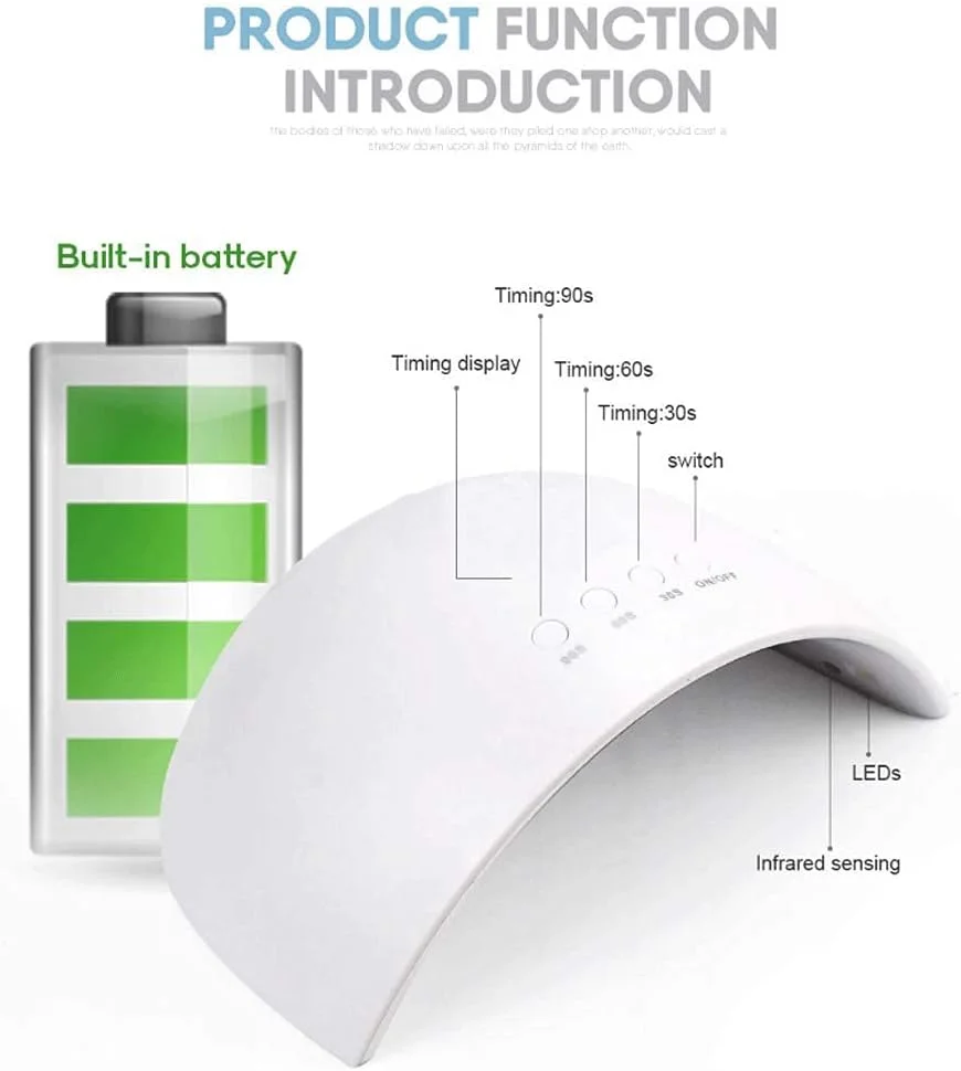 دستگاه خشک کن لاک ژل ال ای دی قابل شارژ TISTIK، بی سیم، قابل حمل، دارای پورت USB، باطری قابل شارژ، دارای حسگر خودکار و تنظیمات 3 زمانه