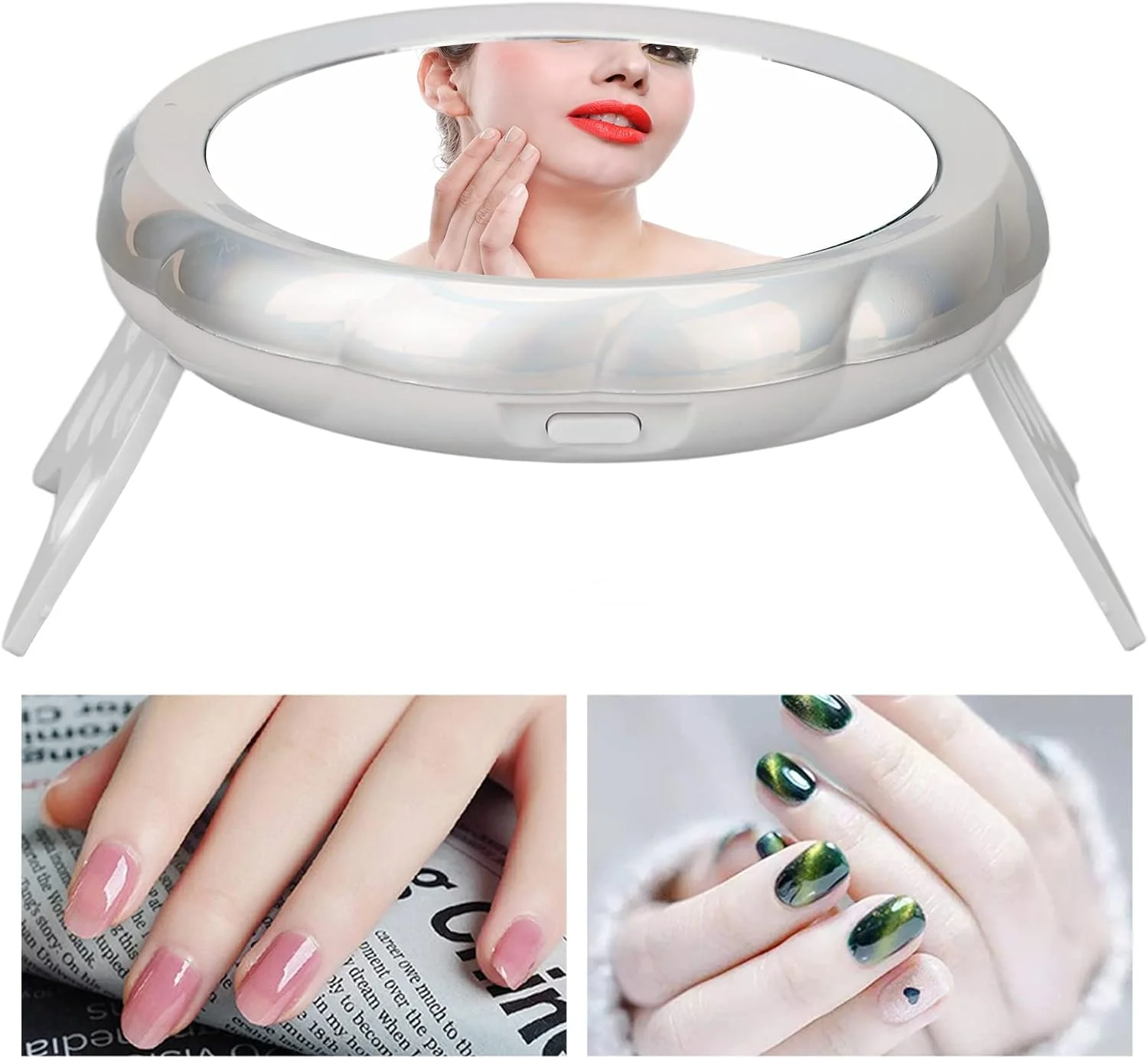 چراغ ژل ناخن UV، 18 وات USB مینی قابل حمل تاشو خشک کن سریع 2 دنده چراغ هنر ناخن با 18 عدد تراشه لامپ آینه ای برای آرایش ناخن