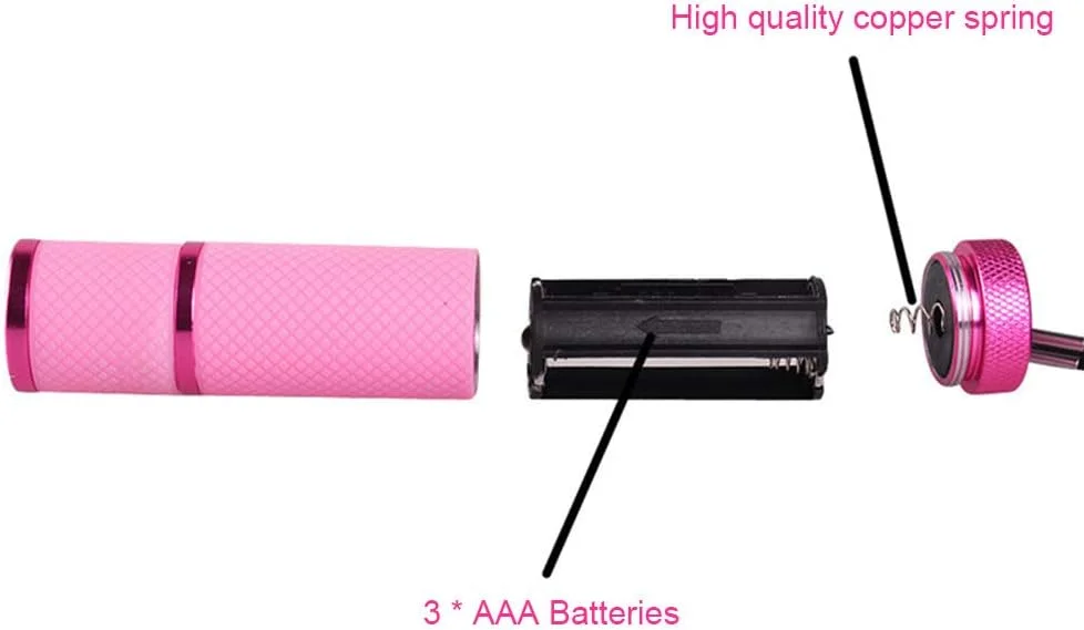 چراغ قوه کوچک موریلیان برای خشک کردن ژل LED UV، چراغ قوه دستی ناخن، چراغ قوه 9 LED با طول موج 395 نانومتر، آشکارساز چراغ قوه UV برای ماسک صورت