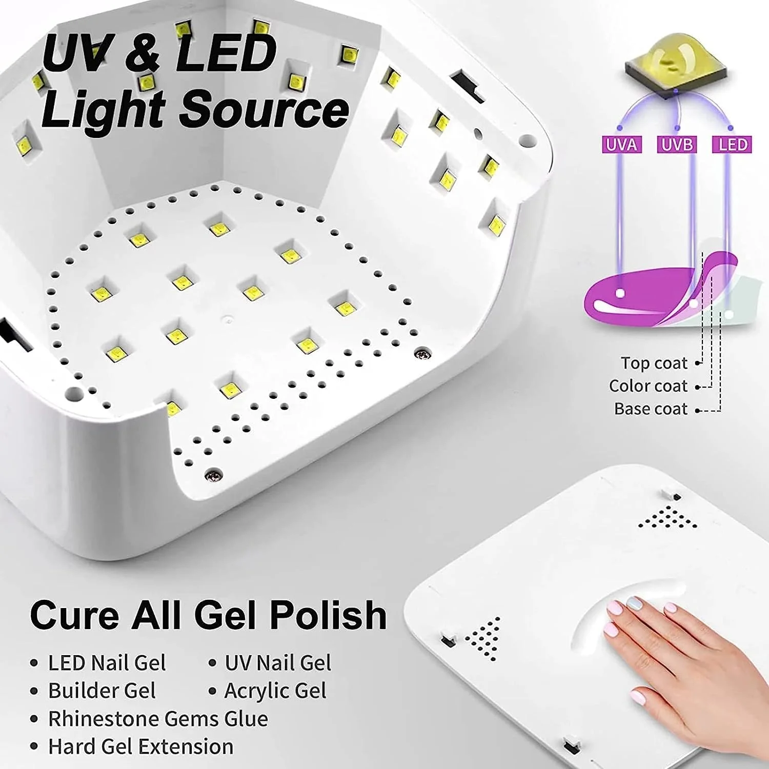 دستگاه خشک کن ناخن، نور 72 وات قابل شارژ برای ناخن ها، صفحه نمایش LCD با قابلیت تنظیم جهت جلو و عقب، باتری با ظرفیت بالای 15600 میلی آمپر ساعت، دارای 4 تایمر، سنسور، هدیه برای خانم ها، مادران و دختران
