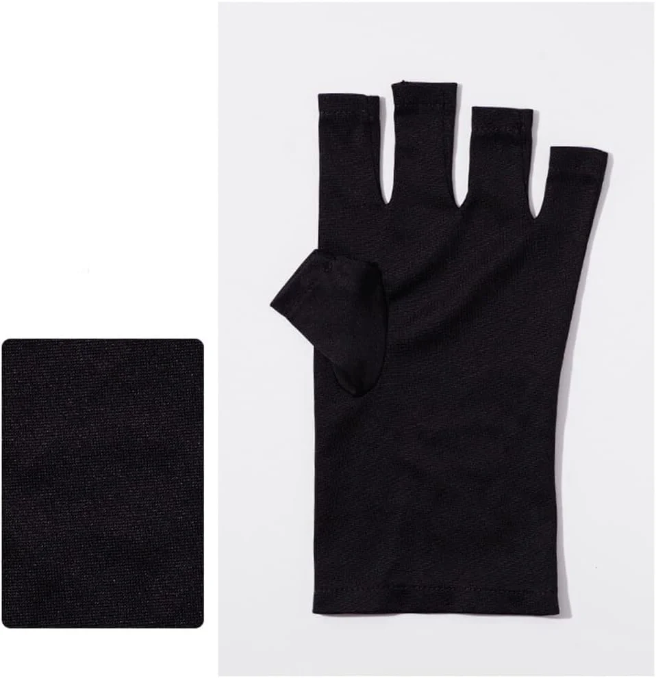دستکش طراحی ناخن، محافظ دست، مناسب برای مانیکور، با دوخت ظریف، کاربری آسان، درخشان، مشکی