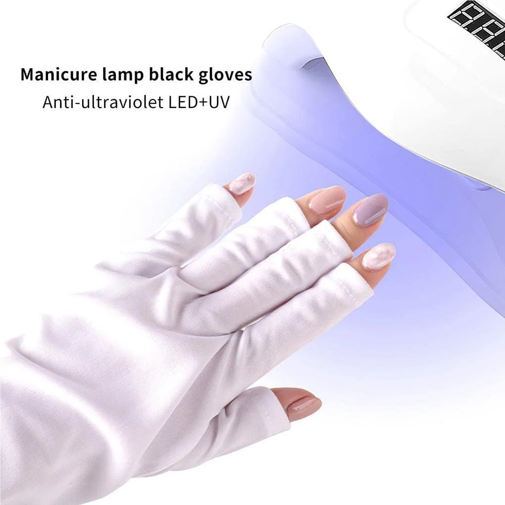 یک جفت دستکش محافظ مانیکور، محافظ دست نرم، ضد آفتاب، دستکش های طراحی ناخن، قابل تنفس، مناسب منزل و سالن حرفه ای، کوتاه