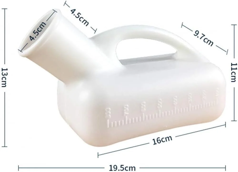 ظرف ادرار مردانه - ظرف پلاستیکی 800 میلی لیتری مردانه بدون درب - ضد سرریز - ظرف ادرار قابل حمل مردانه - ظرف جمع آوری ادرار مسافرتی