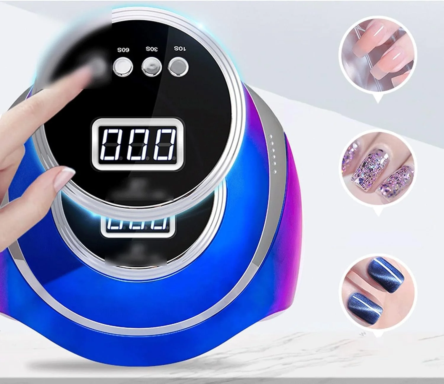 دستگاه خشک کن لاک ناخن، خشک کن سریع لاک با 4 حسگر خودکار و صفحه نمایش LCD، دستگاه خشک کن حرفه ای طراحی ناخن