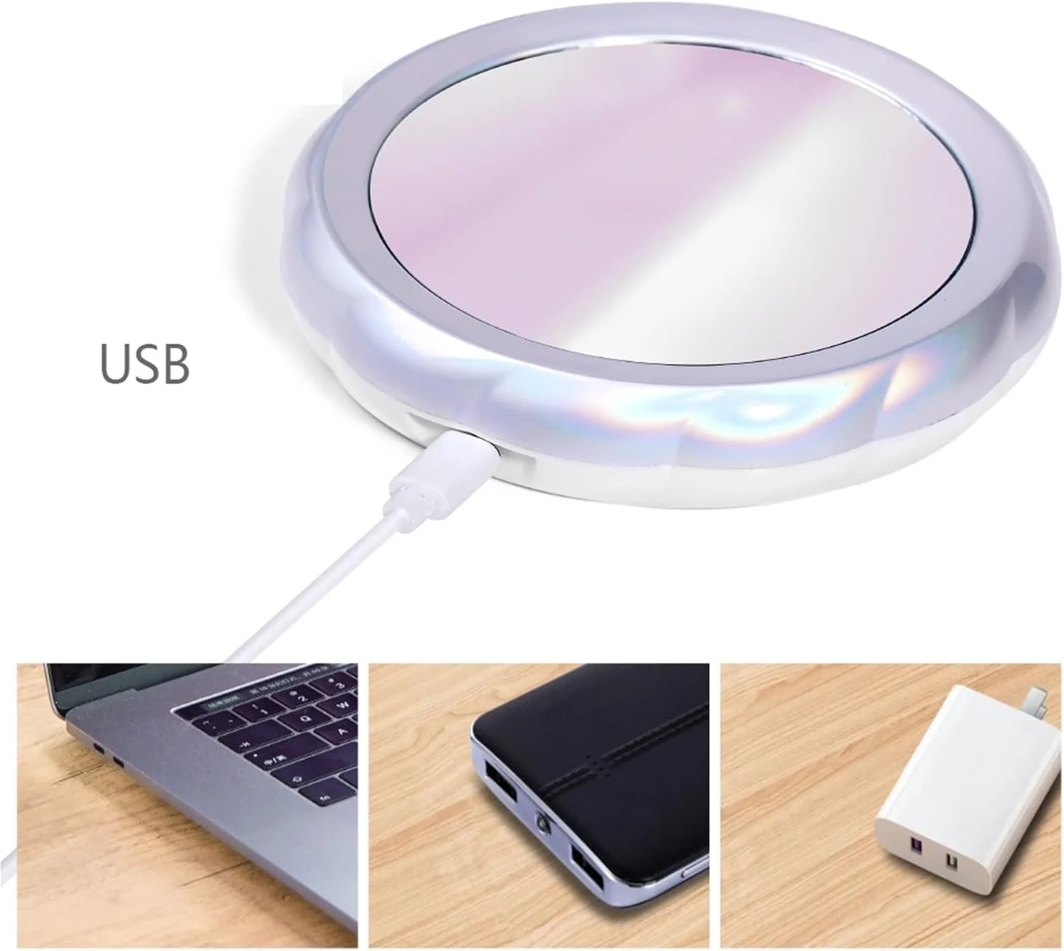 دستگاه خشک کن لاک ناخن با آینه آرایشی، دستگاه LED قابل حمل برای خشک کردن سریع لاک ژل، مناسب برای طراحی ناخن در منزل