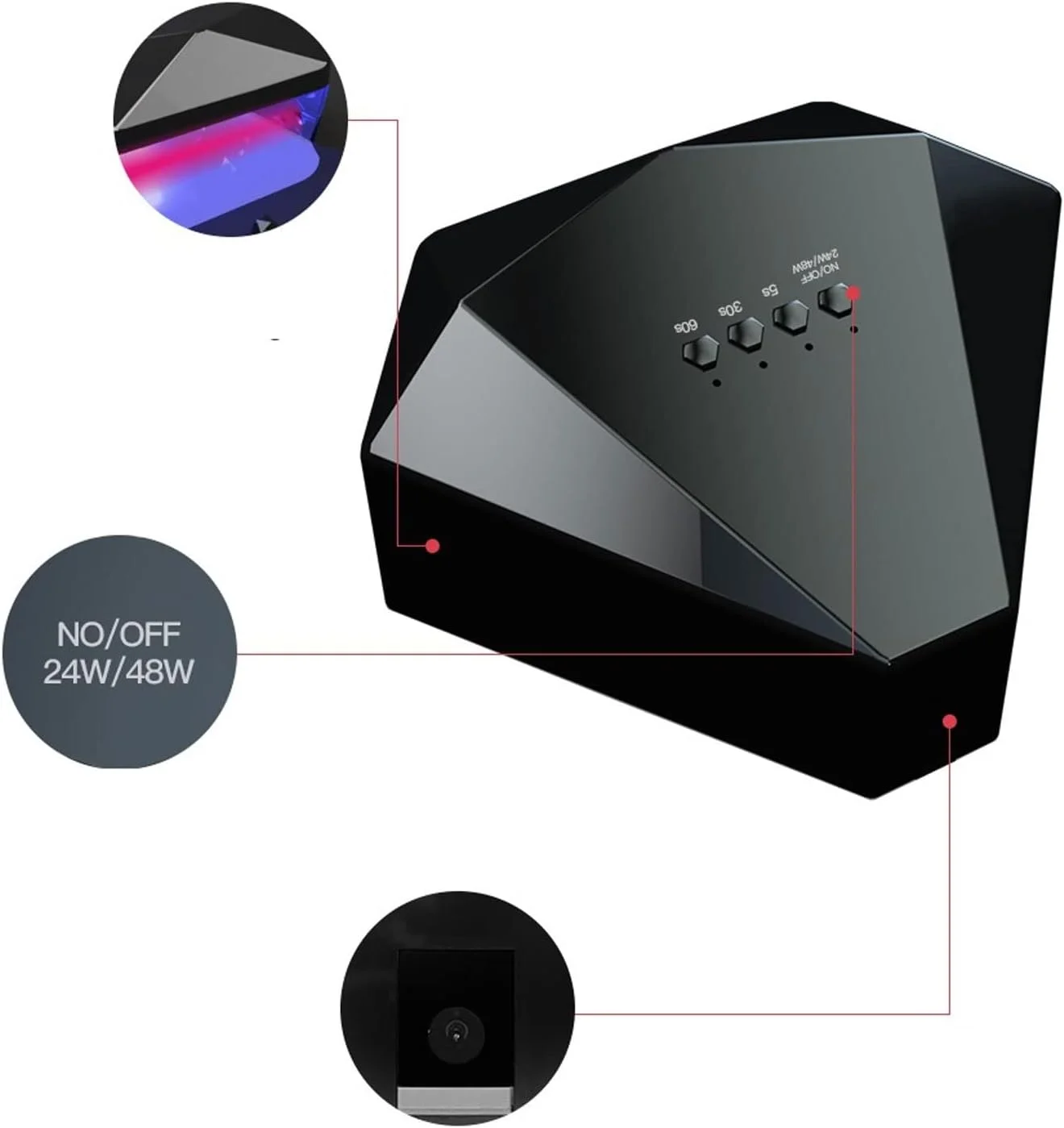 چراغ ناخن، چراغ ژلی مانیکور برای ابزار طراحی ناخن 48 وات، چراغ LED الماسی (رنگ: Hortel)