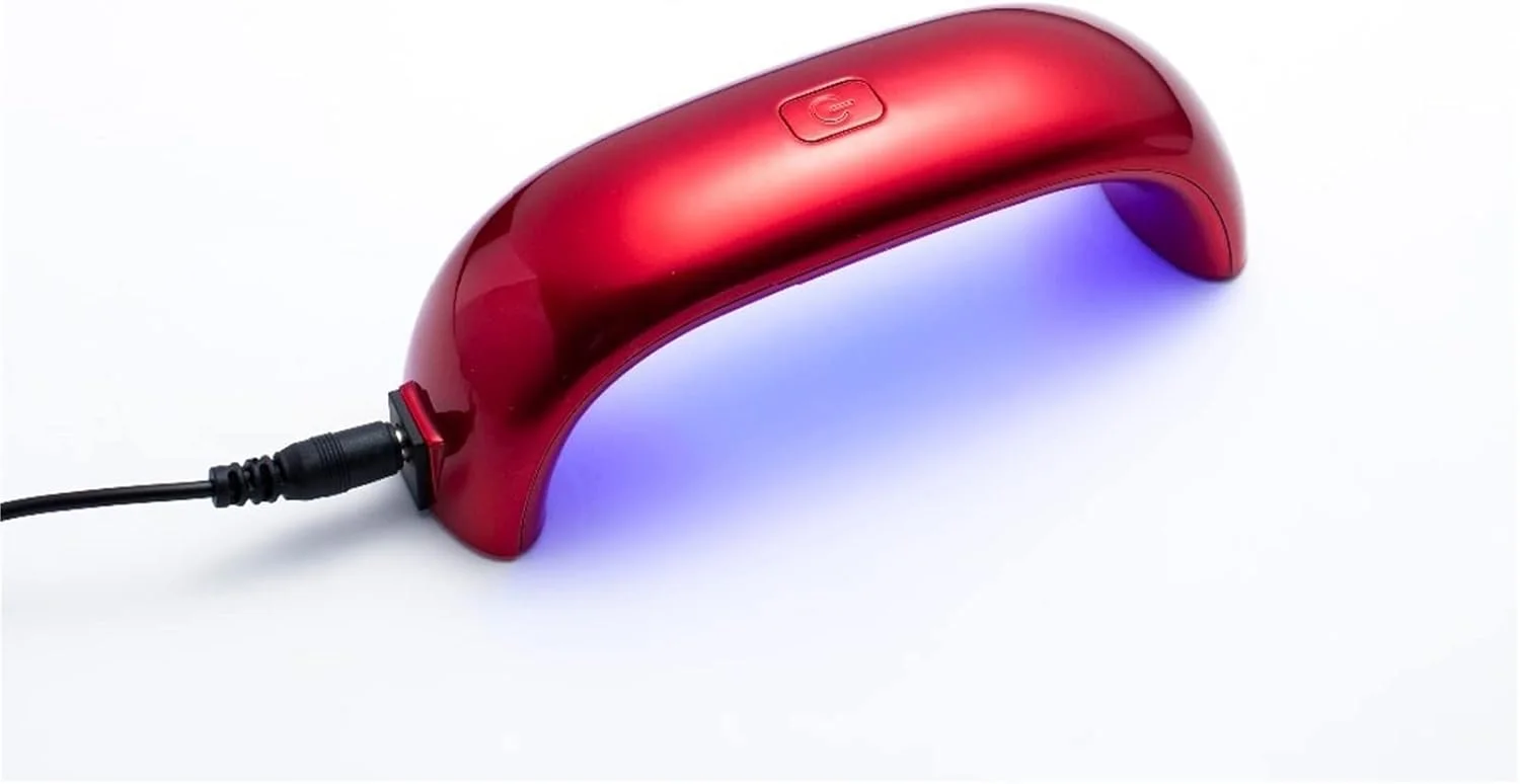 دستگاه خشک کن لاک ناخن، دستگاه ال ای دی قابل حمل مقرون به صرفه، پلاستیکی، سوراخ گرد، شارژی، خشک کننده سریع، هنر ناخن، رنگین کمانی روشن (رنگ: آبی تیره)