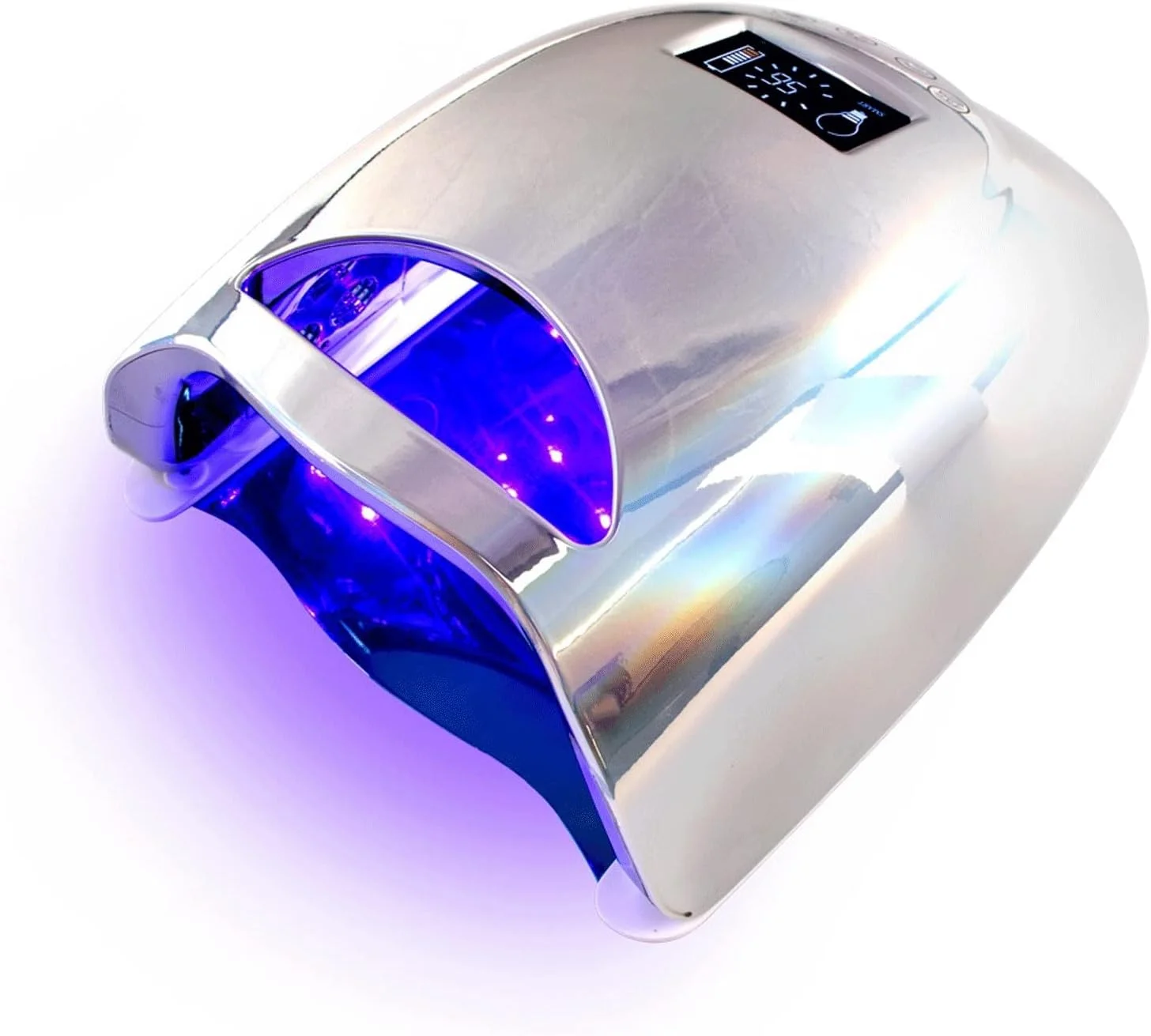 دستگاه خشک کن لاک ناخن 48 وات ال ای دی بی سیم، قابل شارژ، بدنه نقره ای
