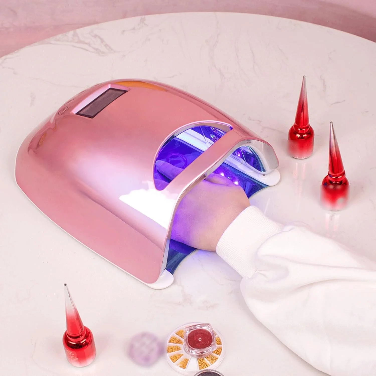 دستگاه خشک کن لاک ناخن 48 وات LED بی سیم، مناسب برای طراحی ناخن، با قابلیت شارژ، رنگ صورتی، مناسب برای خشک کردن لاک ژل دستگاه خشک کن لاک ناخن 48 وات LED بی سیم، مناسب برای طراحی ناخن، با قابلیت شارژ، رنگ صورتی، مناسب برای خشک کردن لاک ژل