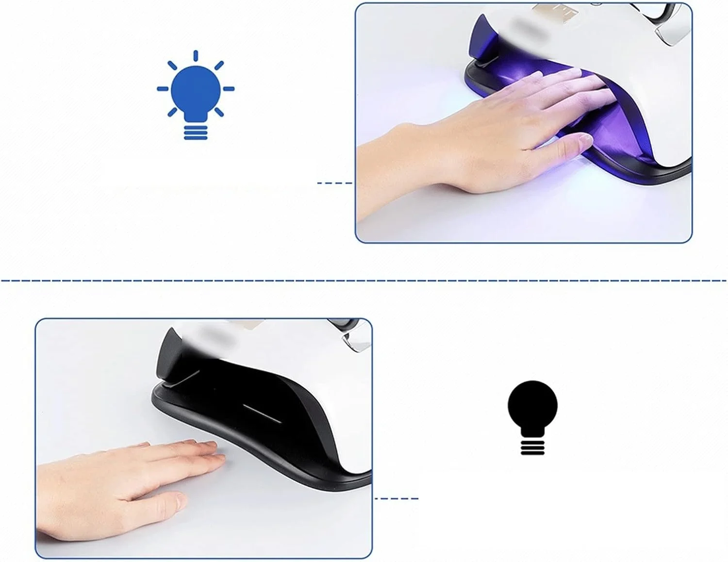 دستگاه خشک کن لاک ناخن، 72 وات، 36 LED، دارای نگهدارنده تلفن، خشک کننده سریع LED، تایمر 10S/30S/60S/99S، حسگر