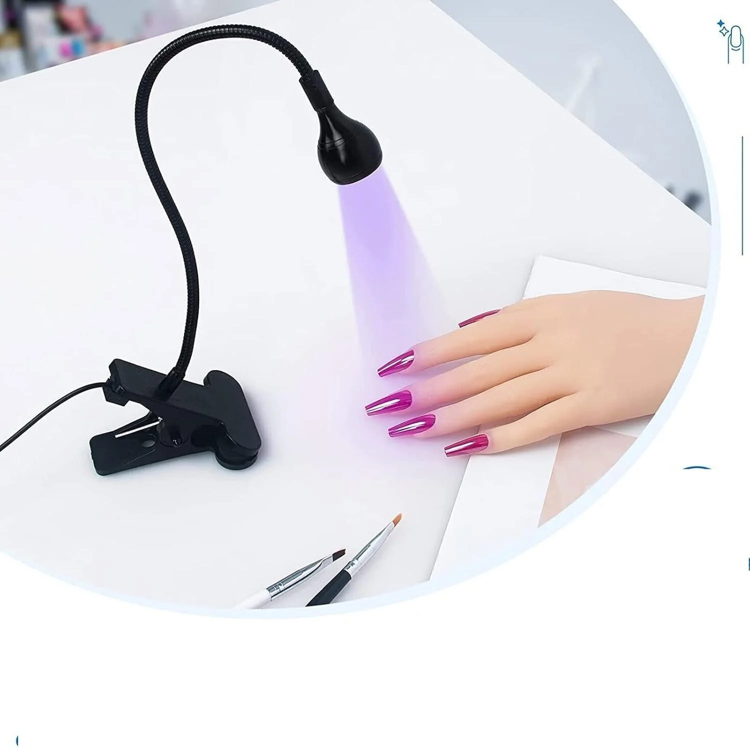 چراغ ناخن، خشک کن چراغ های ال ای دی ناخن، چراغ رومیزی گیره ای انعطاف پذیر، مینی یو اس بی، ابزار مانیکور پدیکور خشک کننده ژل