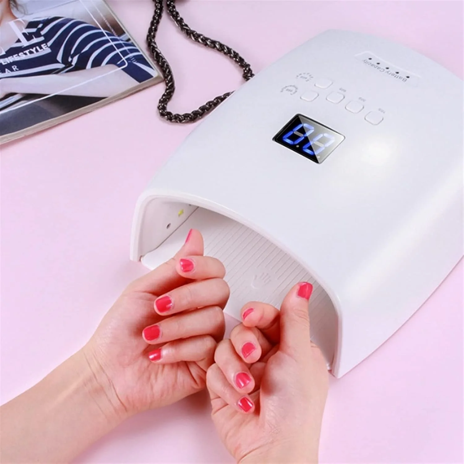 دستگاه خشک کن لاک ناخن، دستگاه قابل شارژ 48 وات بی سیم مدل S10 مناسب پدیکور و مانیکور، چراغ LED حرفه ای