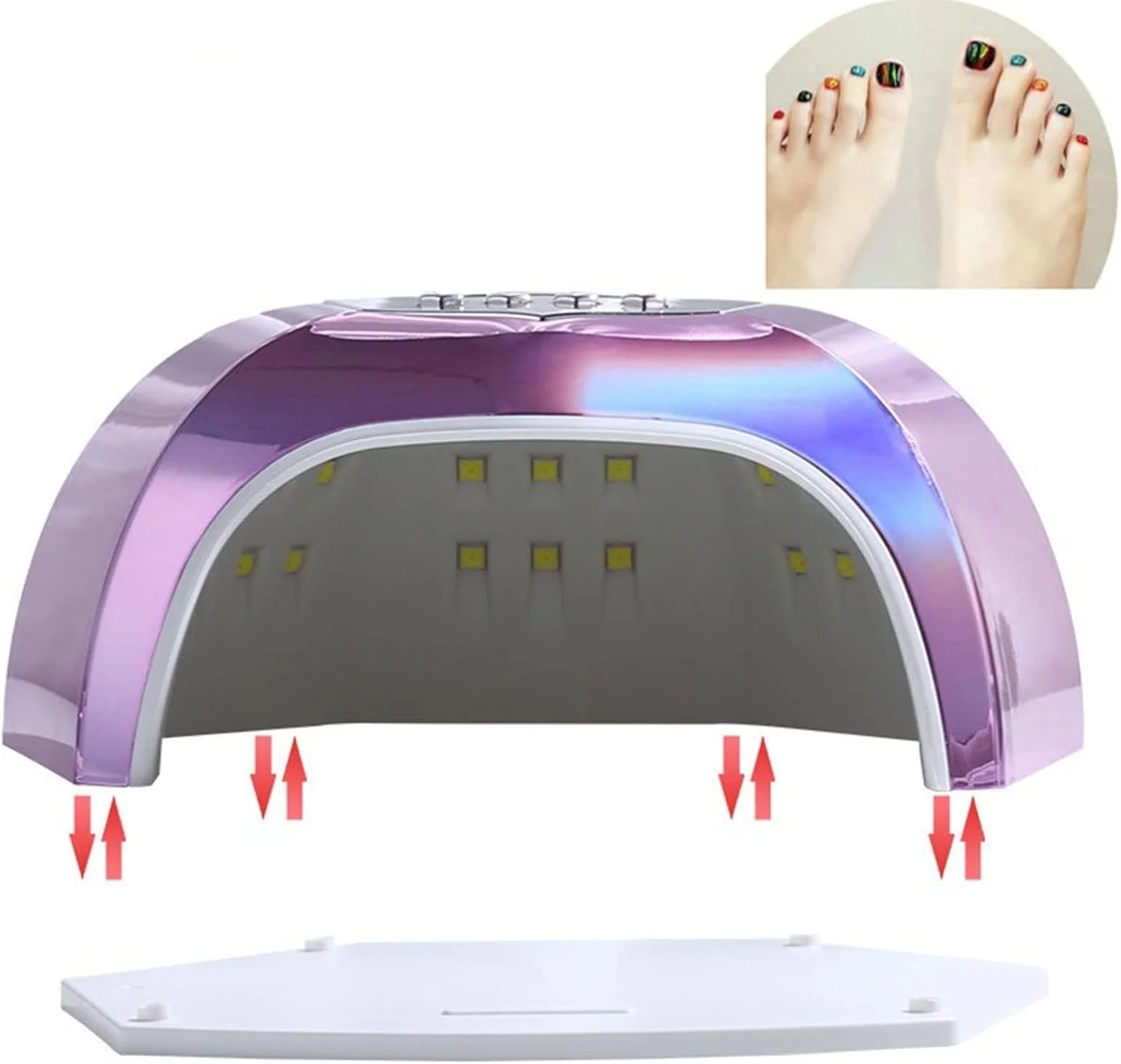 دستگاه خشک کن لاک ناخن LED با توان 83 وات و 42 لامپ LED برای خشک کردن لاک ژل، دارای سنسور خودکار 10/30/60/99 ثانیه، ابزار مانیکور