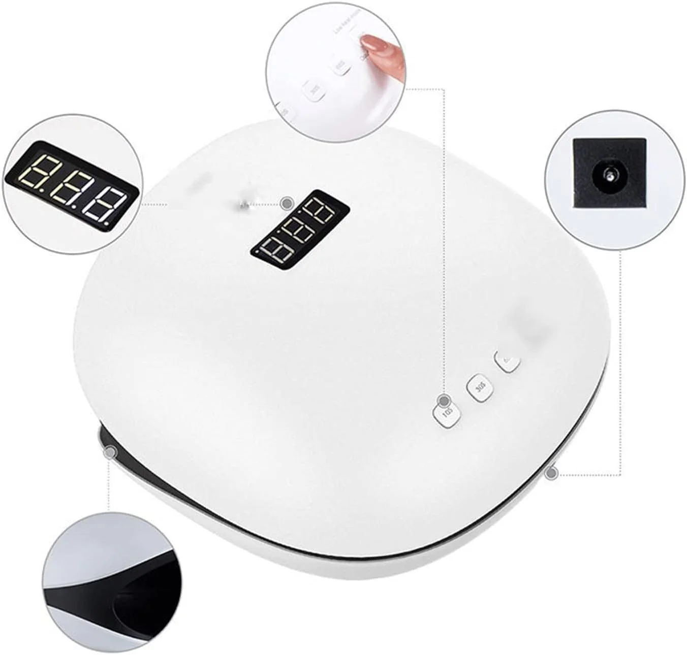 دستگاه خشک کن لاک ناخن، لامپ ال ای دی 48 وات برای خشک کردن لاک ژل، دارای نوار نور 365 نانومتری، ابزار طراحی ناخن