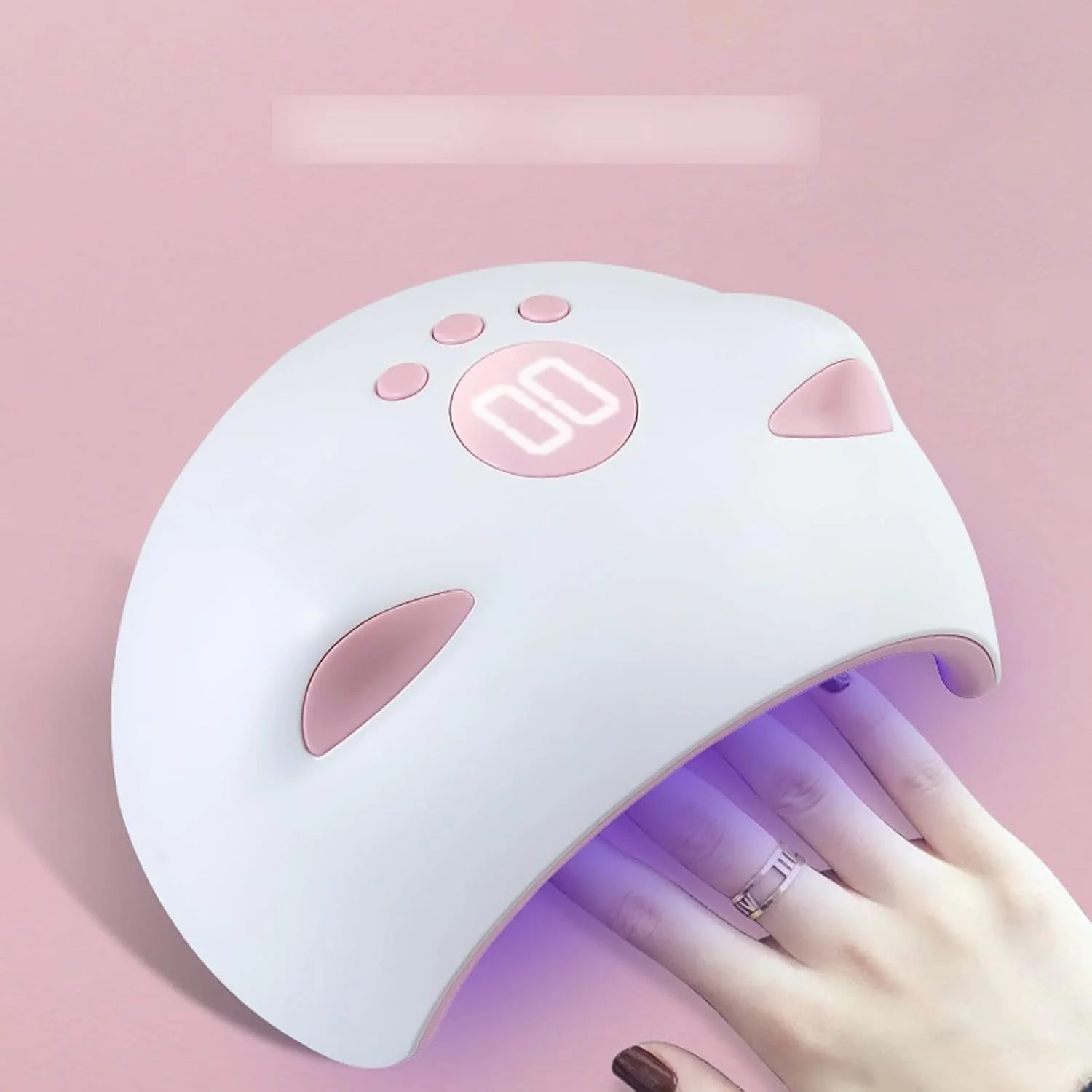 چراغ ناخن، چراغ LED طرح گربه، خشک کن ناخن 60 واتی، 1 چراغ برای خشک کردن لاک ژل ناخن، با سنسور حرکتی و صفحه نمایش LCD