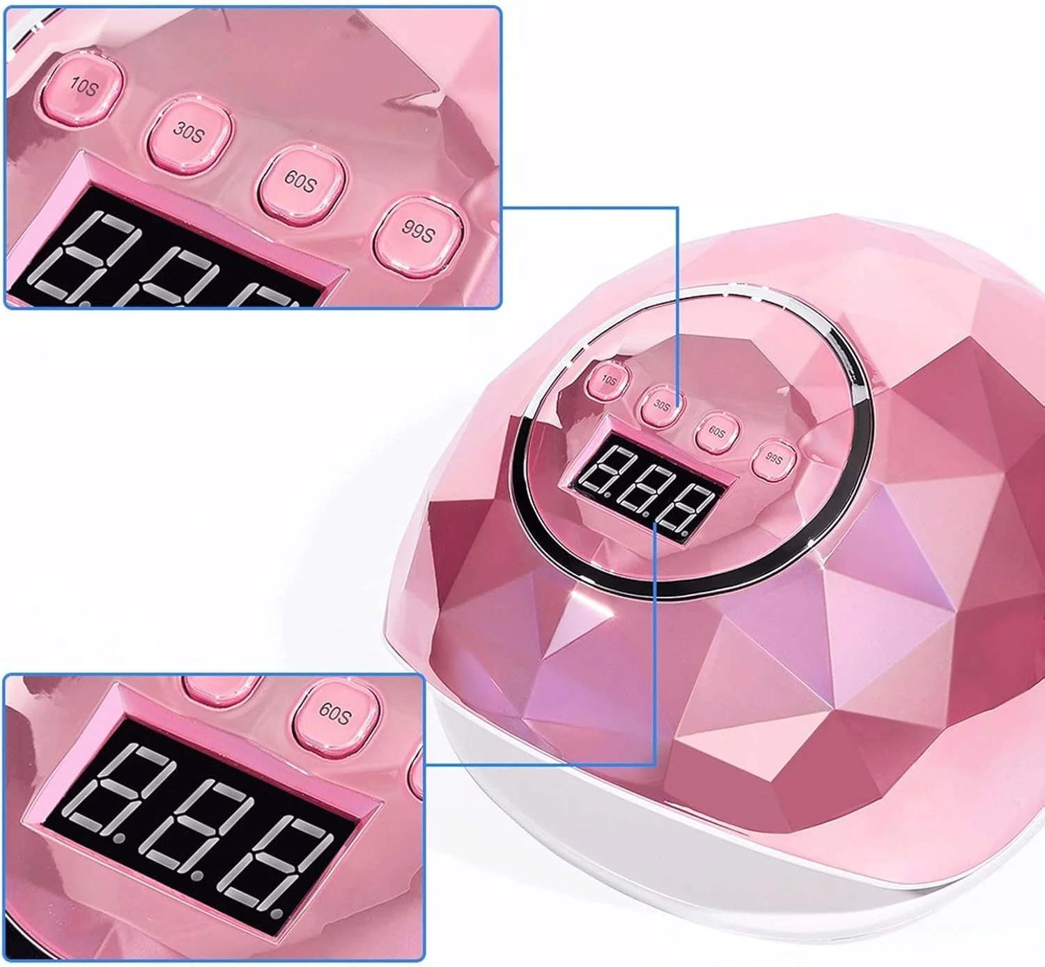 لامپ ناخن، خشک کن لاک ناخن 78 وات، آینه رنگی الماسی، لامپ ژل ناخن حرفه ای با نمایشگر LCD