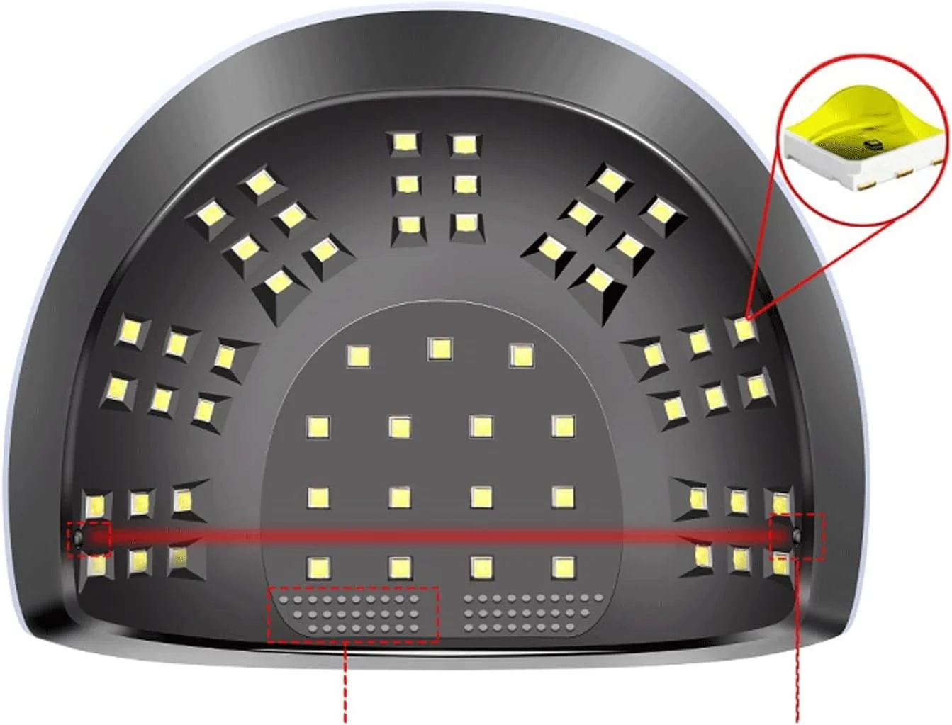 دستگاه خشک کن لاک ناخن با سنسور خودکار، 57/21 لامپ LED یخ برای خشک کردن، ابزار خشک کن تایمر خودکار