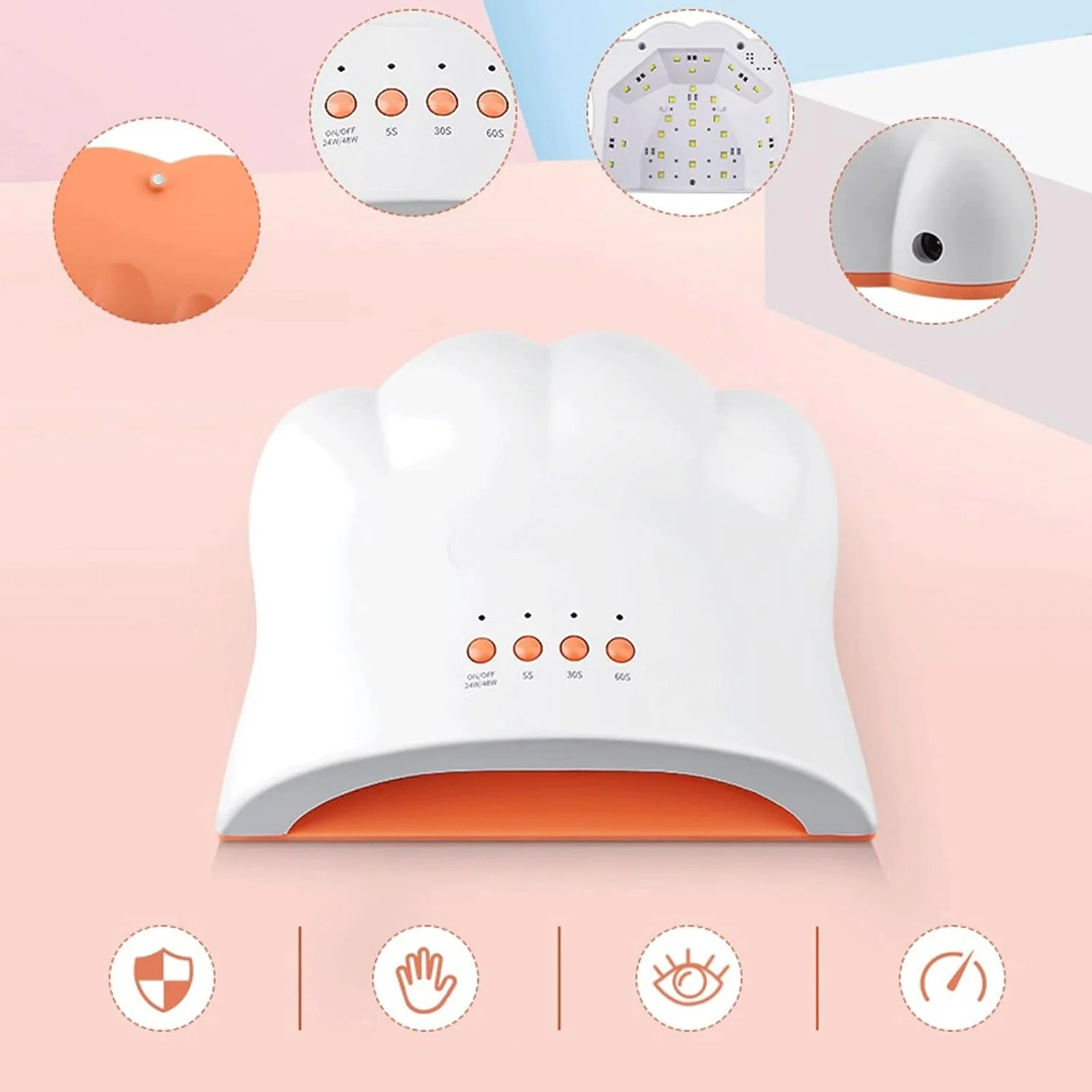 دستگاه خشک کن لاک ناخن حرفه ای 48 وات با 3 حالت تایمر، مناسب برای خشک کردن انواع لاک و طراحی ناخن