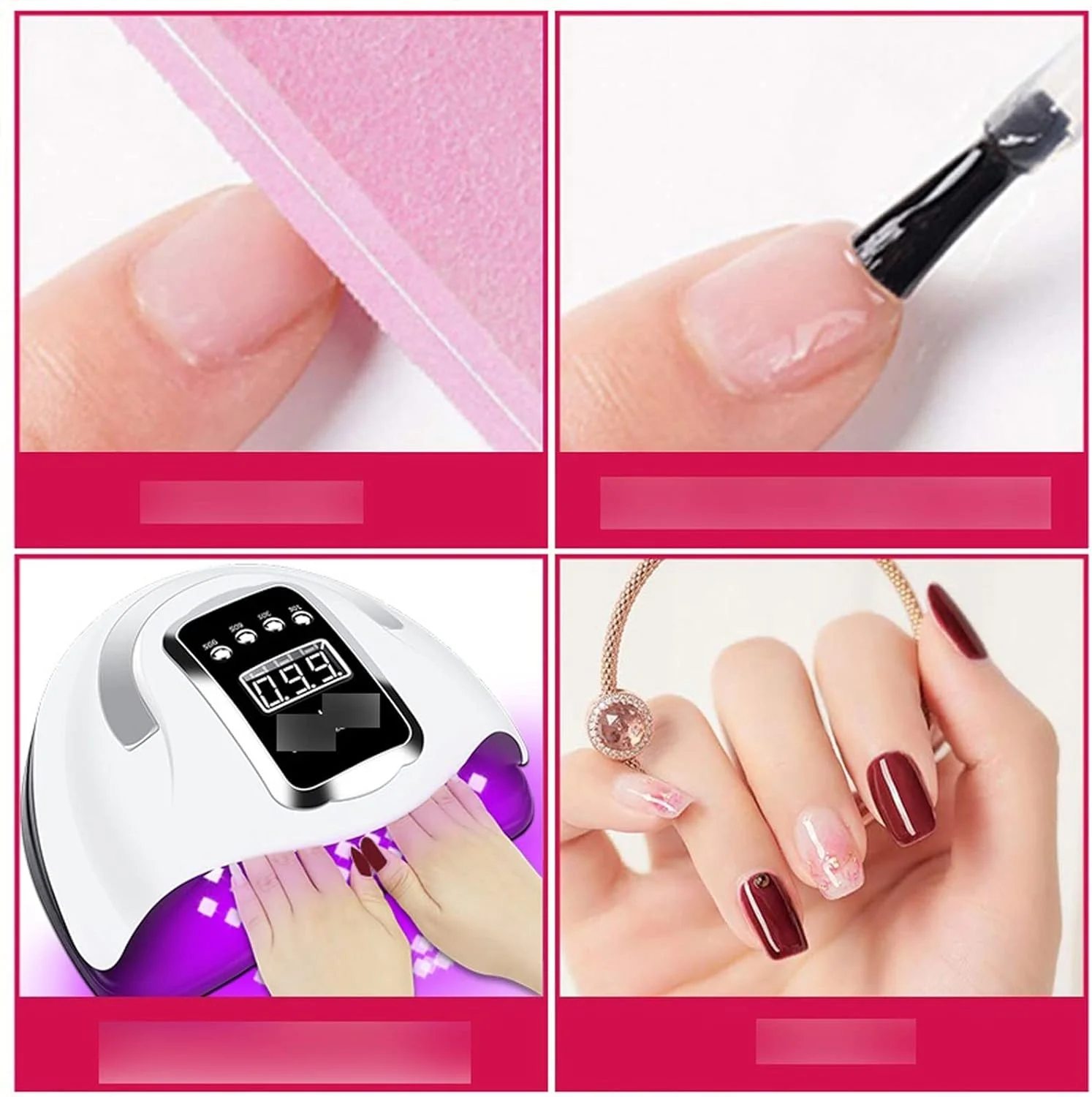 دستگاه خشک کن لاک ناخن، 66 ال ای دی قدرتمند UV LED برای خشک کردن لاک ژل ناخن، طراحی قابل حمل با صفحه نمایش لمسی LCD بزرگ و سنسور هوشمند