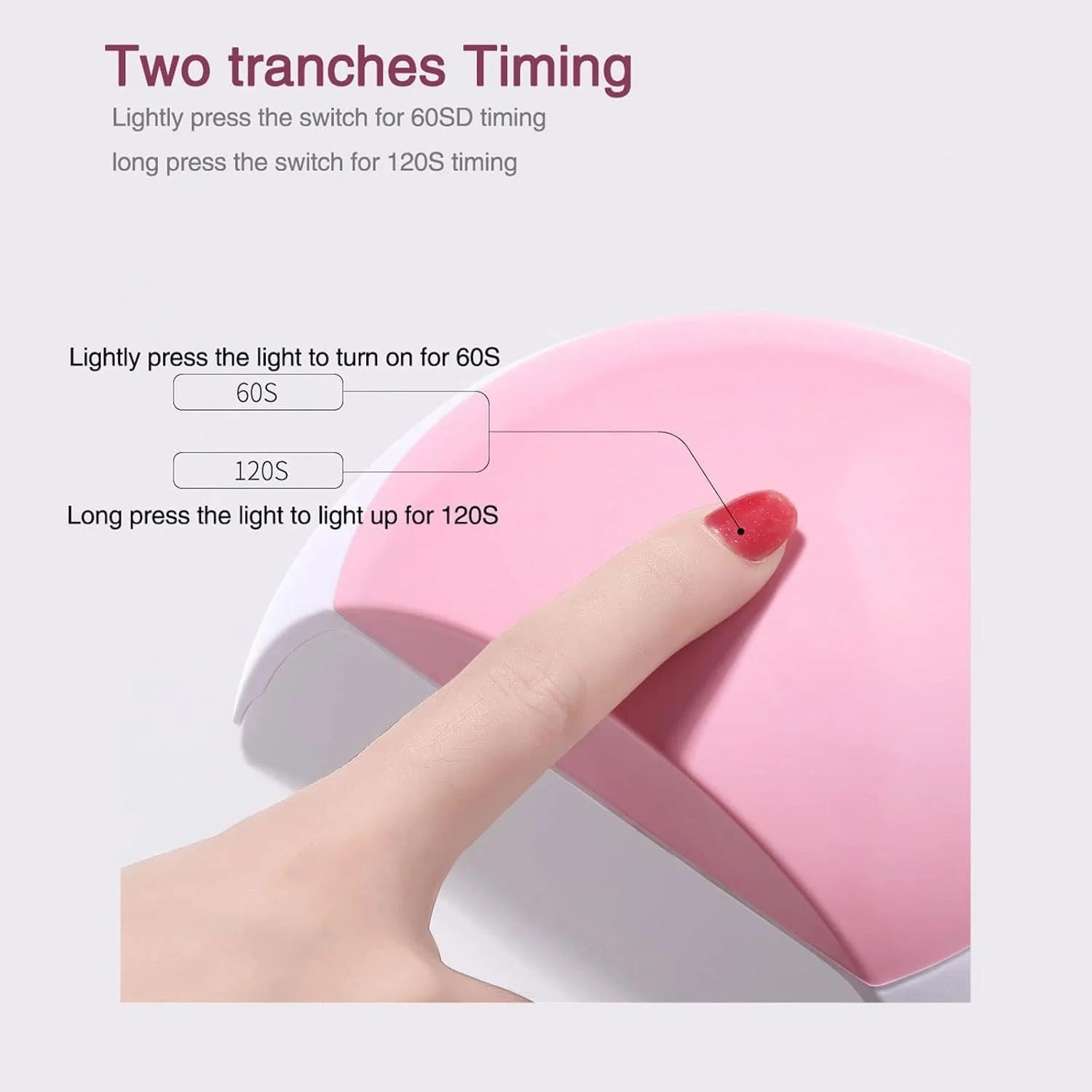 دستگاه خشک کن لاک ناخن، چراغ LED با حسگر خودکار، مناسب برای انواع لاک ژل، تایمر 60 و 120 ثانیه، مناسب برای مانیکور و پدیکور