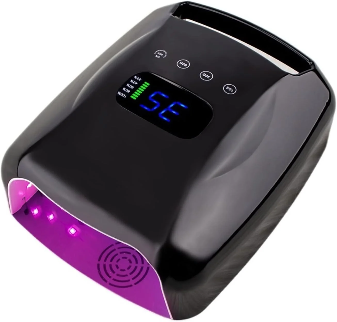 دستگاه خشک کن لاک ناخن، چراغ قرمز 96 وات LED بدون سیم، قابل شارژ، باتری بزرگ، خشک کن لاک ناخن، ژل لاک خشک کن، قدرت بالا برای انگشت شست