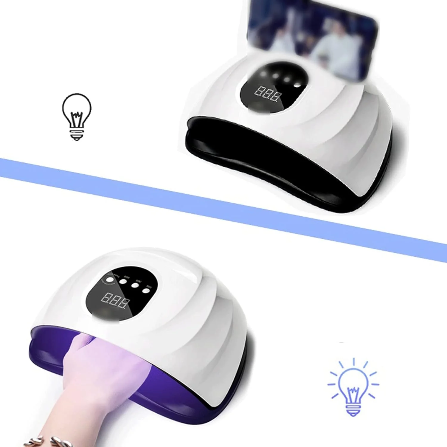 دستگاه خشک کن لاک ناخن 114 وات، 57 لامپ ال ای دی، مناسب برای مانیکور و پدیکور با سنسور هوشمند (رنگ: 2)