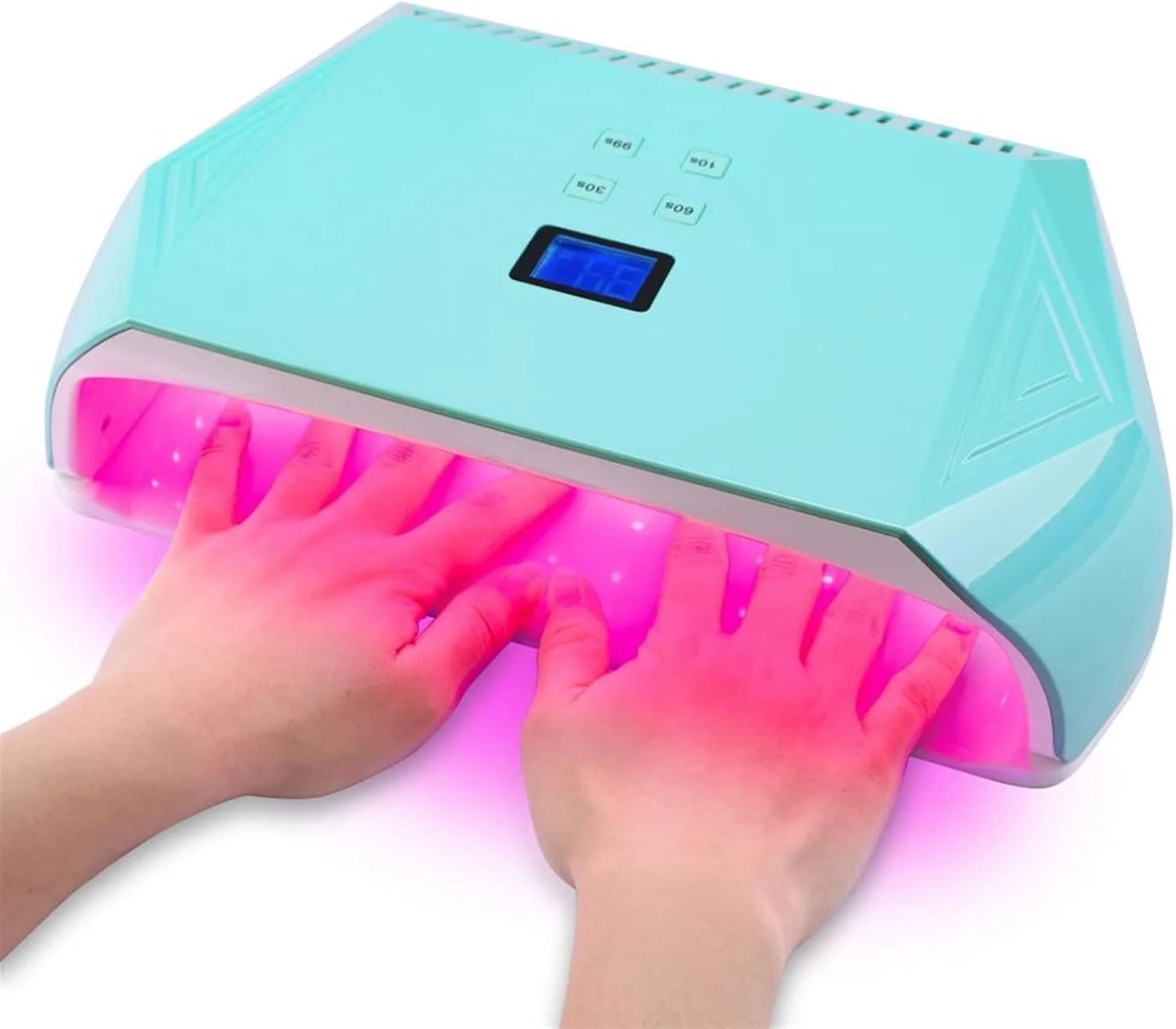 دستگاه خشک کن لاک ناخن، دستگاه LED برقی 128 واتی با لامپ های نور قرمز برای خشک کردن لاک ژل، قدرت بالا، مناسب برای طراحی ناخن و مانیکور (رنگ: سبز)