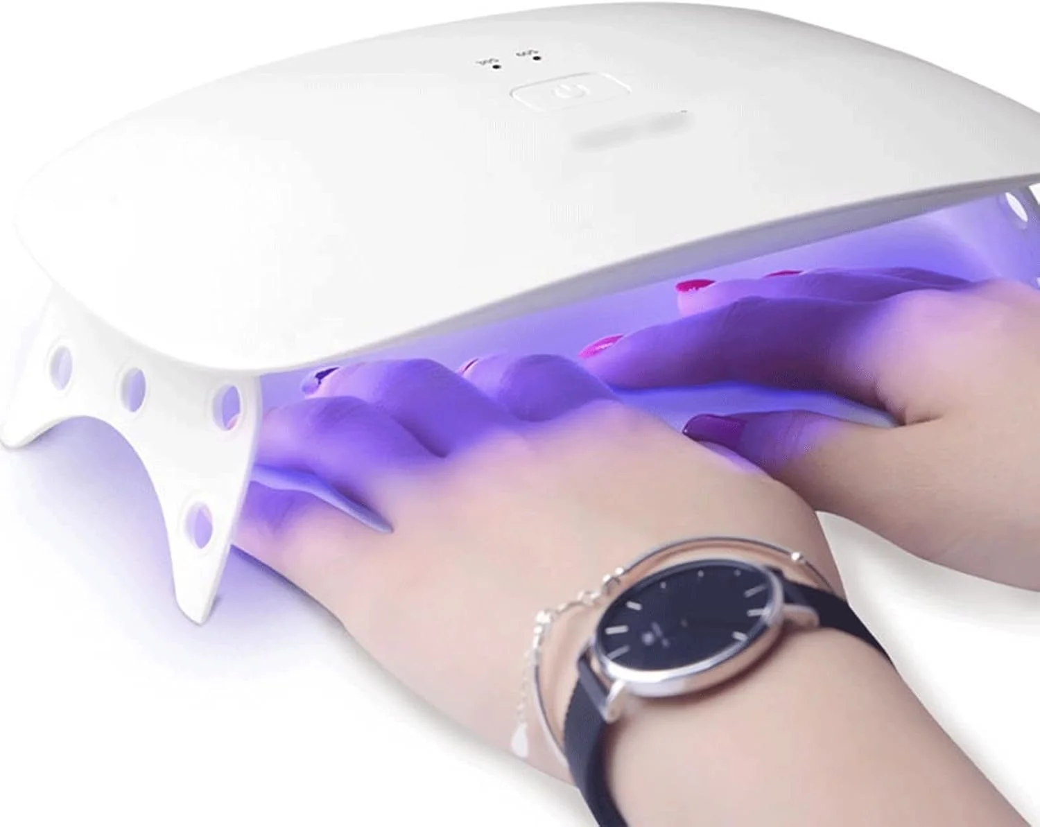 چراغ ناخن، خشک کن ناخن ال ای دی 24 وات، چراغ قابل حمل با کابل USB، دارای 15 عدد مهره چراغ ال ای دی، تایمر پولیش ناخن ژلی 30 ثانیه/60 ثانیه، ابزار خشک کردن چراغ