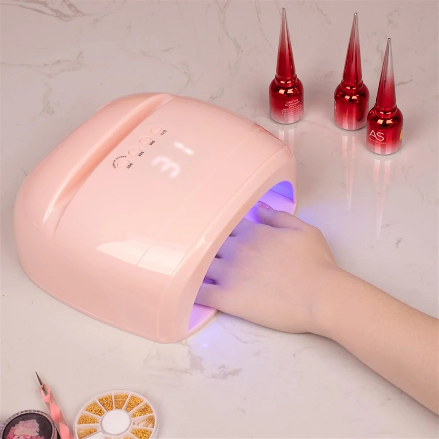 دستگاه خشک کن لاک ناخن، دستگاه مانیکور پدیکور قابل حمل 2 در 1 با سرعت 30000 دور در دقیقه به همراه لامپ LED ناخن 78 وات با قدرت بالا