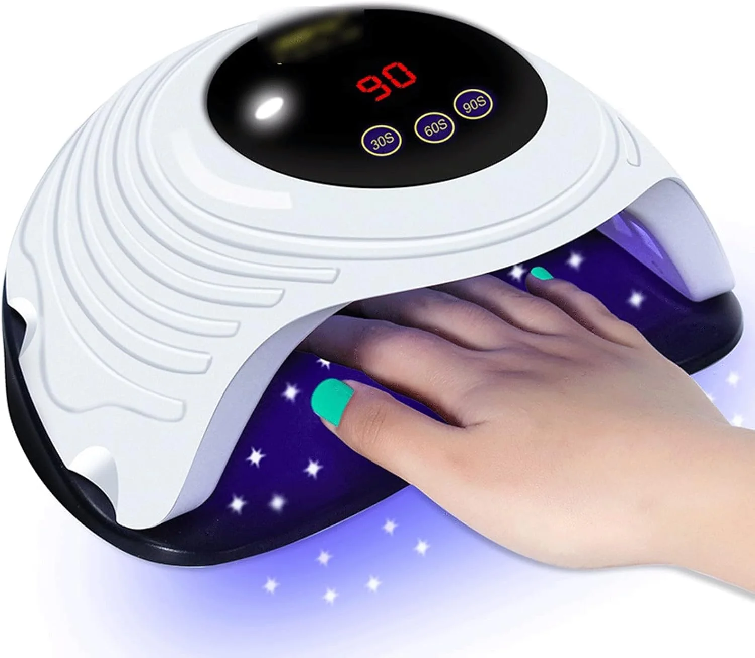دستگاه خشک کن لاک ناخن، دستگاه حرفه ای با قدرت بالا، مناسب برای انواع لاک ژل، دارای سنسور خودکار و ابزار طراحی ناخن