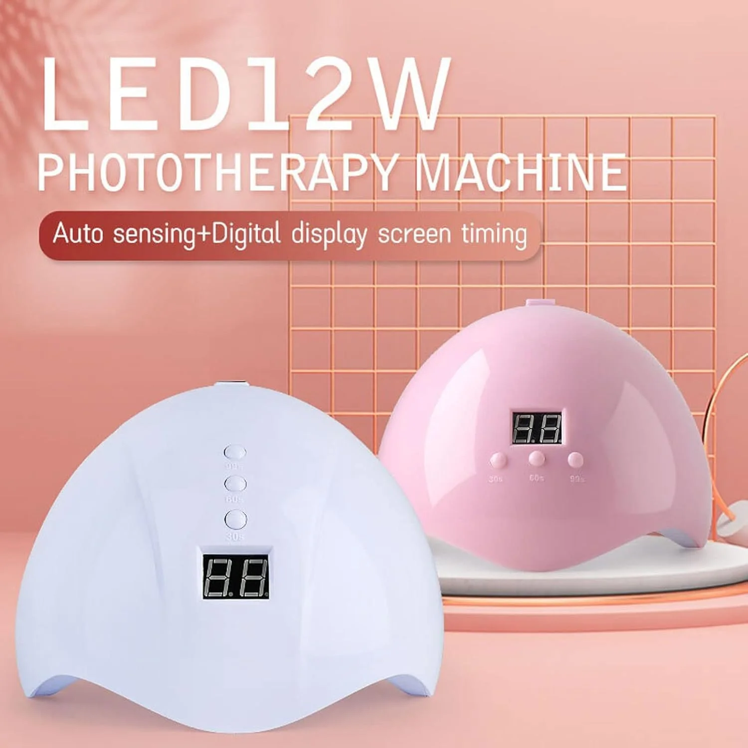 دستگاه خشک کن ناخن، چراغ ال ای دی قابل حمل با کابل USB مناسب برای استفاده خانگی، خشک کننده ژل مژه، 12 ال ای دی، مناسب برای مانیکور ناخن (رنگ: سفید)
