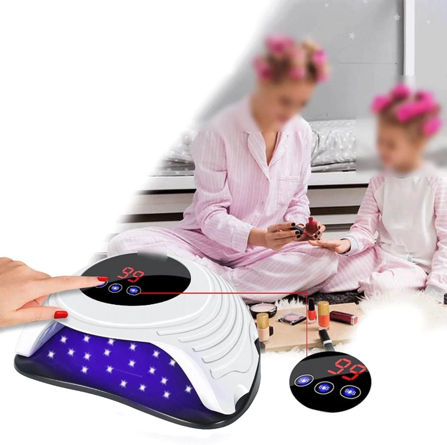 دستگاه خشک کن لاک ناخن، دستگاه حرفه ای با قدرت بالا، مناسب برای انواع لاک ژل، دارای سنسور خودکار و ابزار طراحی ناخن