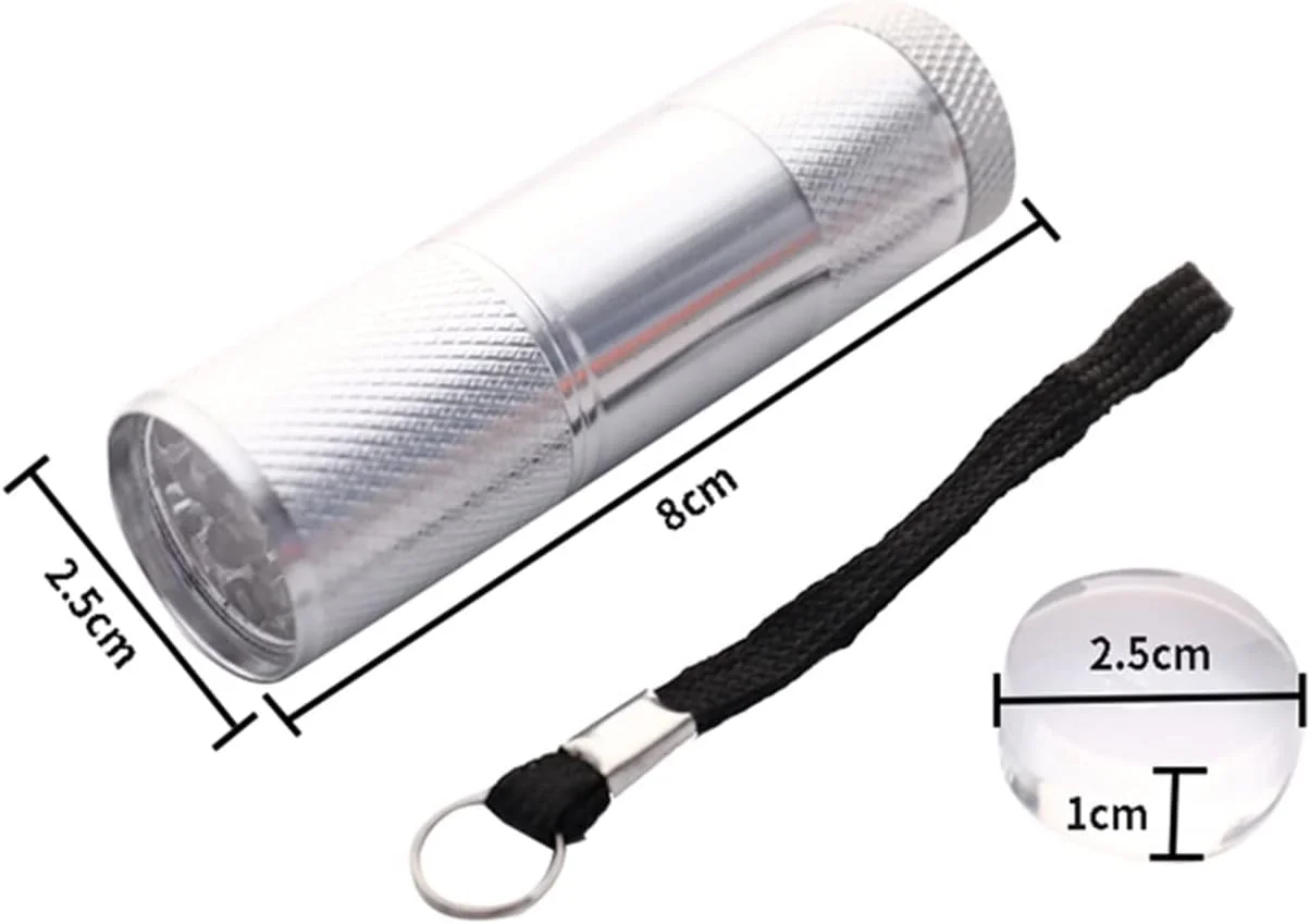 چراغ قوه کوچک طراحی ناخن، 1 عدد چراغ قوه مینیاتوری هنر ناخن به همراه مهر کننده، چراغ LED دستی سیلیکونی قابل حمل، خشک کن لاک ناخن، خشک شدن سریع، چراغ مانیکور