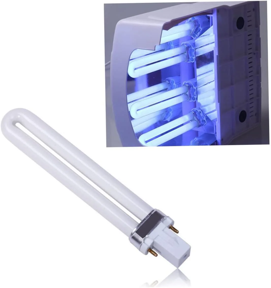 لامپ های UV جایگزین 9 واتی، لامپ های UV U شکل 9 واتی برای دستگاه لاک خشک کن ناخن، لامپ های بادوام و کاربردی خشک کن ناخن، لامپ های UV جایگزین، 4 عدد