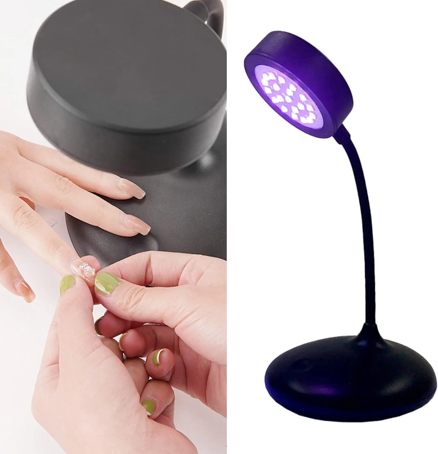 چراغ LED ناخن، چراغ UV برای ناخن های ژلی، چراغ UV ژلی USB 15 واتی، ابزار هنری ناخن کوچک، حرفه ای و ملایم قابل تنظیم، نور UV برای ناخن ها، برای ناخن های ژلی/فرنچ/اکریلیک/لاک معمولی