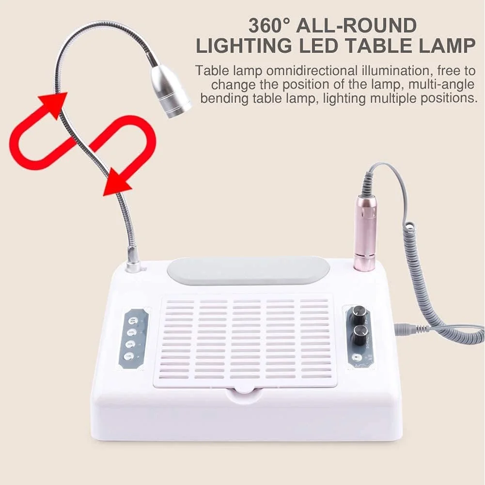 دستگاه 5 در 1 جمع کننده گرد و غبار ناخن، دستگاه پولیش و سوهان برقی 30000 دور در دقیقه با چراغ LED (آمریکا)