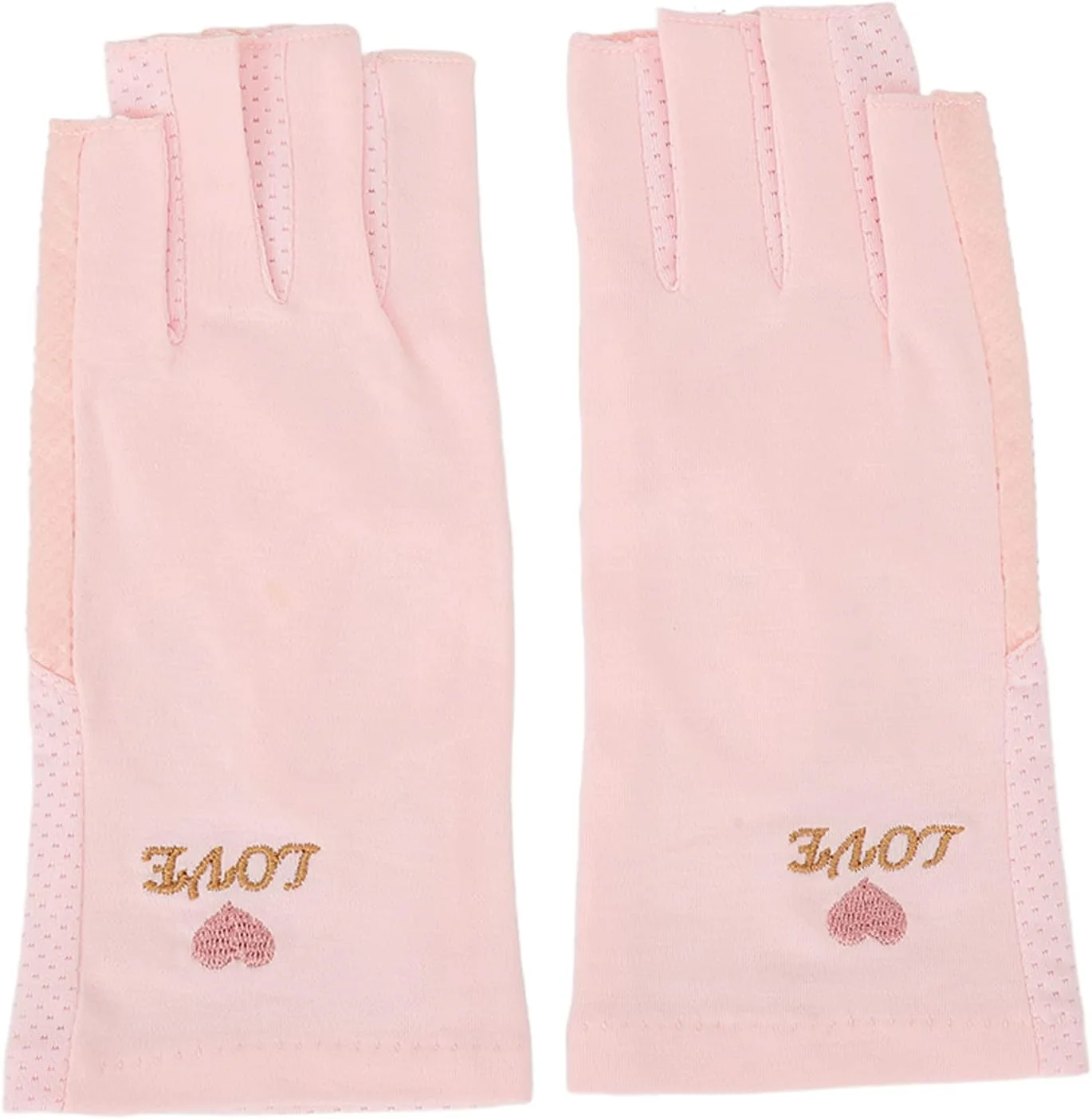 دستکش های مانیکور محافظت در برابر اشعه ماوراء بنفش، کشسان، قابل تنفس، بدون انگشت، از جنس الیاف پنبه ای، مناسب برای استفاده در منزل و سالن (صورتی)