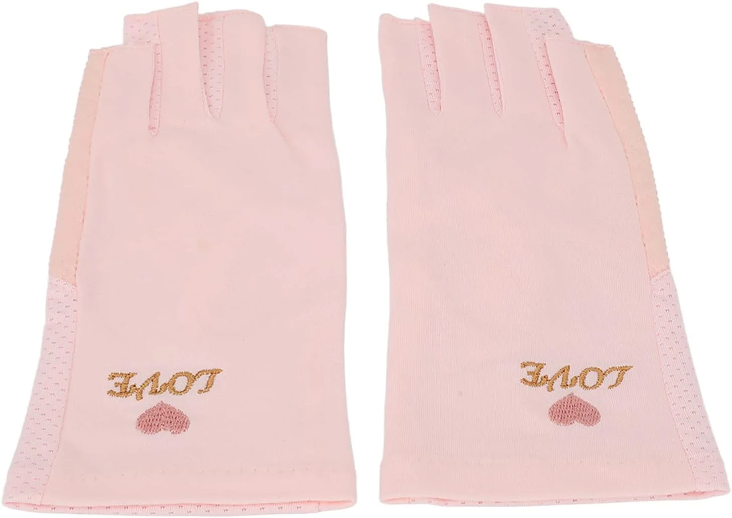 دستکش های مانیکور محافظت در برابر اشعه ماوراء بنفش، کشسان، قابل تنفس، بدون انگشت، از جنس الیاف پنبه ای، مناسب برای استفاده در منزل و سالن (صورتی)